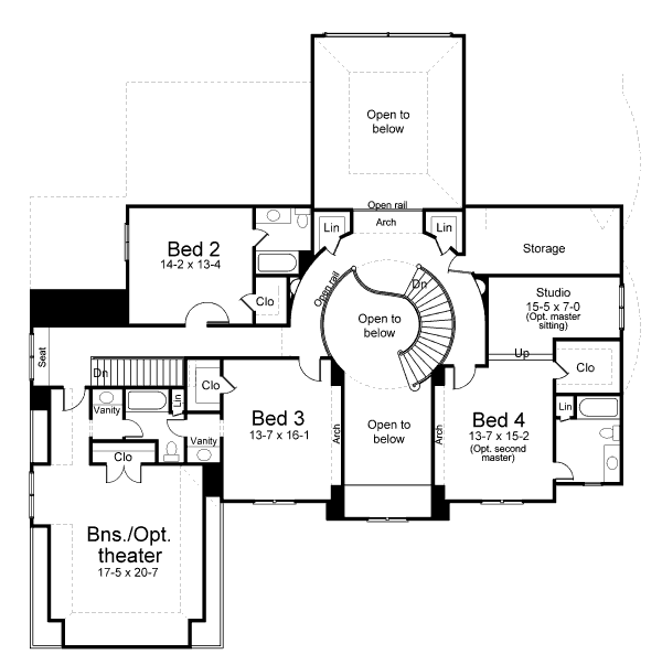 Classical Floor Plan - Upper Floor Plan #119-113