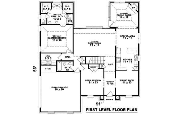 Floor Plan - Main Floor for European House Plan #81-972 - 3 bed, 3 bath
