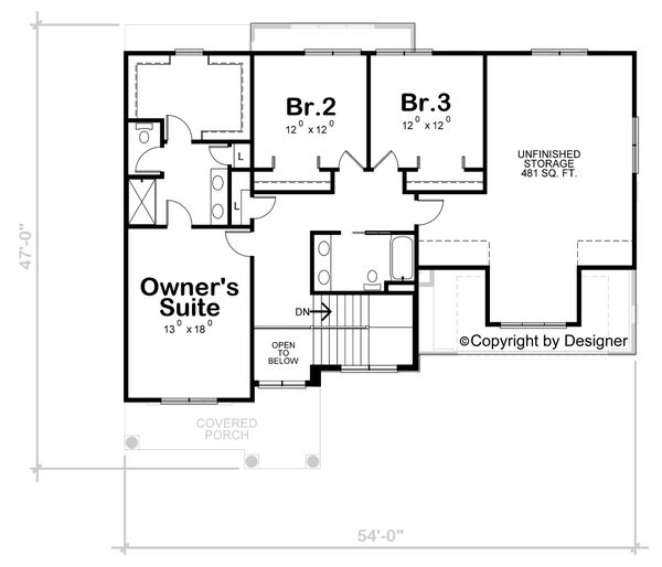 Classical Floor Plan - Upper Floor Plan #20-2434