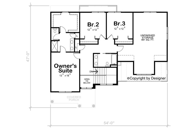 Dream House Plan - Floor Plan - Upper Floor for Classical House Plan #20-2434 - 3 bed, 2.5 bath