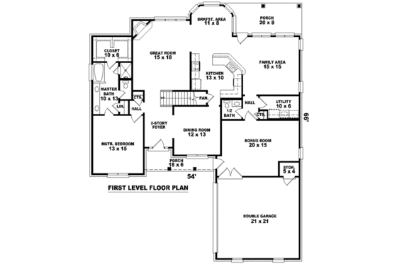 Floor Plan - Main Floor for European House Plan #81-1083 - 4 bed, 3.5 bath
