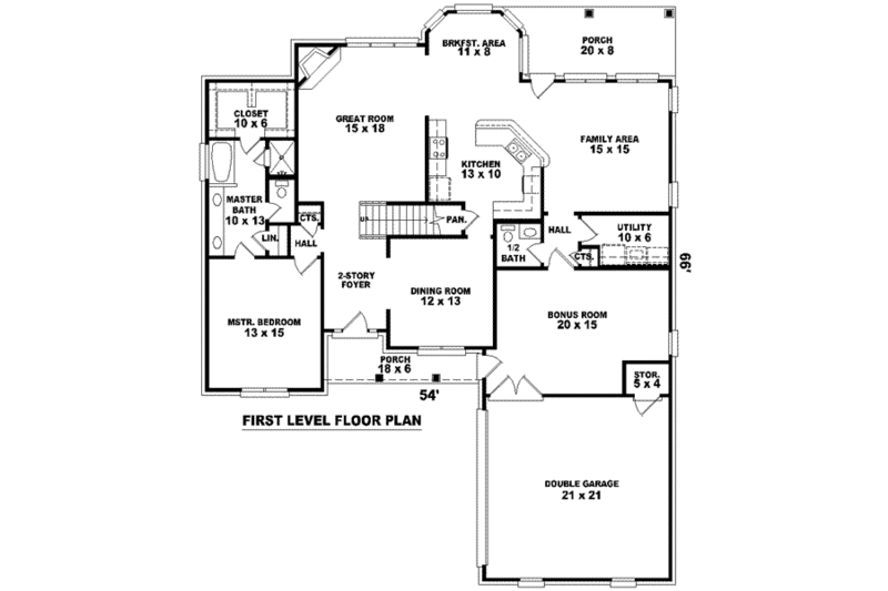 European Style House Plan - 4 Beds 3.5 Baths 2912 Sq/Ft Plan #81-1083 ...