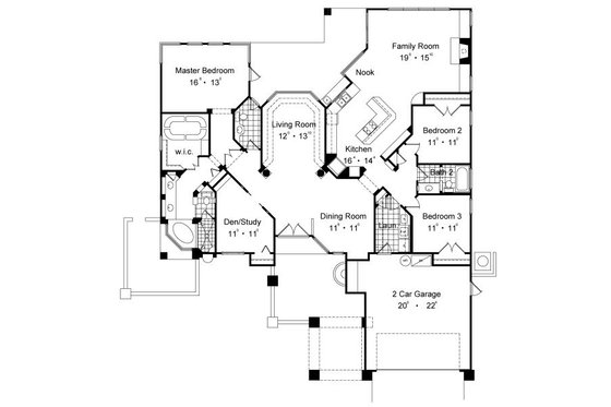 Floor Plan - Main Floor for European House Plan #417-257 - 3 bed, 2.5 bath