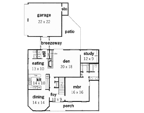 Southern Floor Plan - Main Floor Plan #16-208