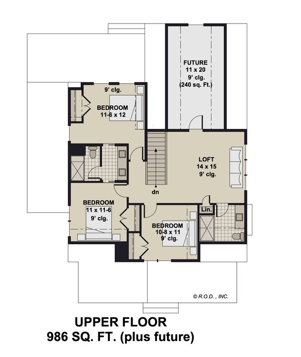 Farmhouse Floor Plan - Upper Floor Plan #51-1275