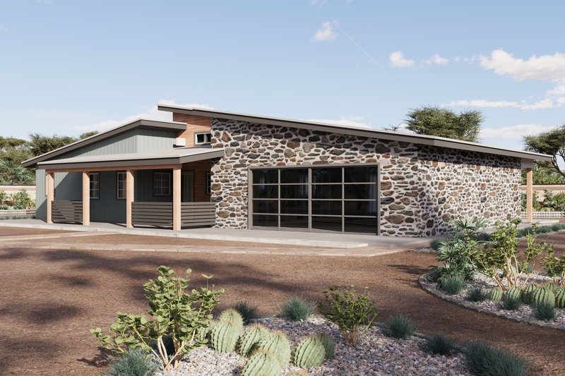 House Design - Exterior - Front Elevation 3 for Modern House Plan #1106-179 - 3 bed, 2 bath