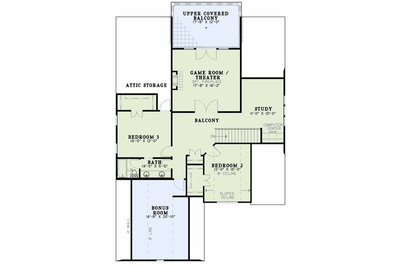 Architectural House Design - Floor Plan - Upper Floor for European House Plan #17-2597 - 4 bed, 3 bath