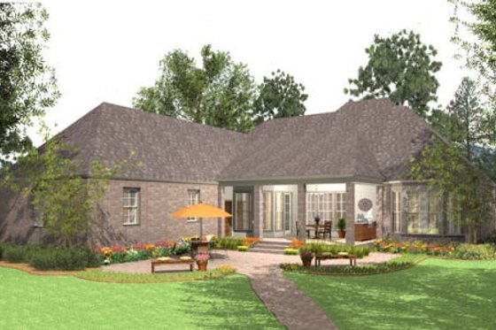 Exterior - Rear Elevation for European House Plan #406-9613 - 3 bed, 2.5 bath