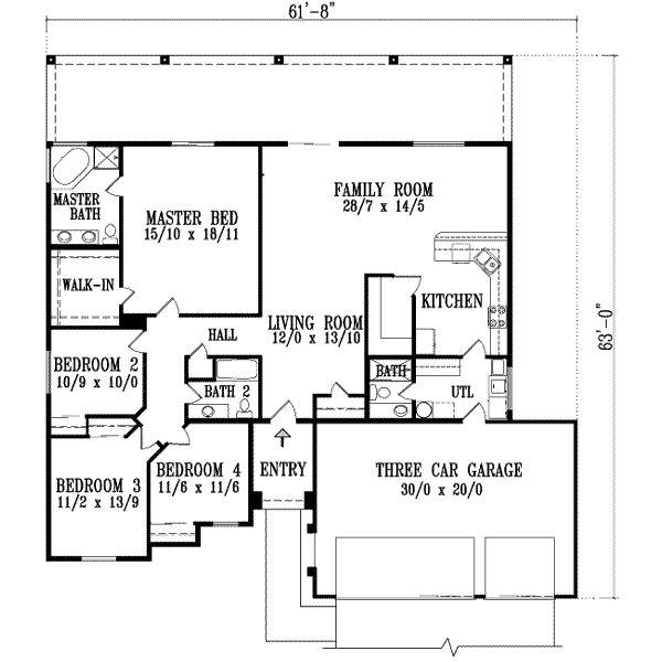 Adobe / Southwestern Floor Plan - Main Floor Plan #1-902