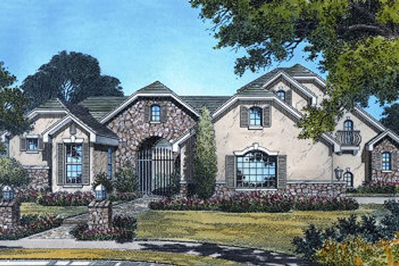 Exterior - Front Elevation for European House Plan #417-376 - 4 bed, 3.5 bath