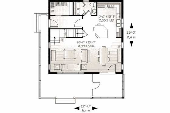 Floor Plan - Main Floor for Cottage House Plan #23-579 - 3 bed, 1.5 bath