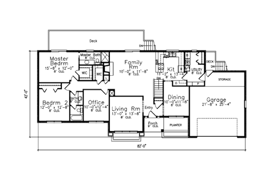 Floor Plan - Main Floor for Ranch House Plan #52-208 - 3 bed, 3 bath