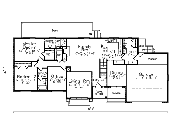 Ranch Floor Plan - Main Floor Plan #52-208