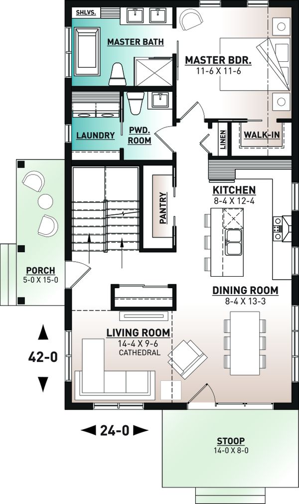 House Plan Design - Cottage Floor Plan - Main Floor Plan #23-2736