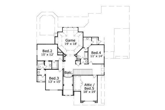 Floor Plan - Upper Floor for European House Plan #411-207 - 5 bed, 3 bath