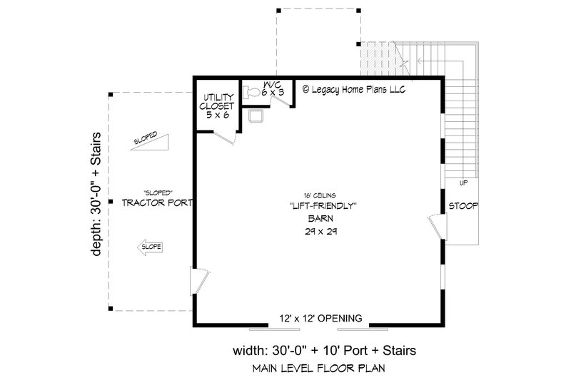 Dream House Plan - Floor Plan - Main Floor for Country House Plan #932-870, 1.5 bath
