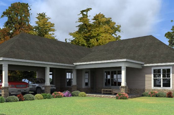 Exterior - Rear Elevation for Traditional House Plan #63-410 - 3 bed, 2 bath