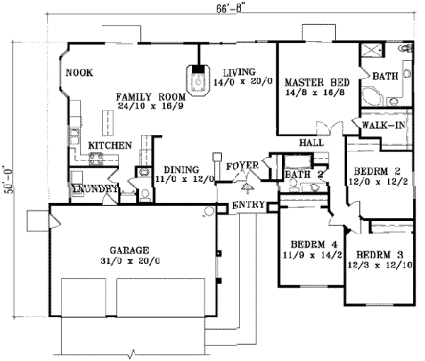 Adobe / Southwestern Floor Plan - Main Floor Plan #1-1446