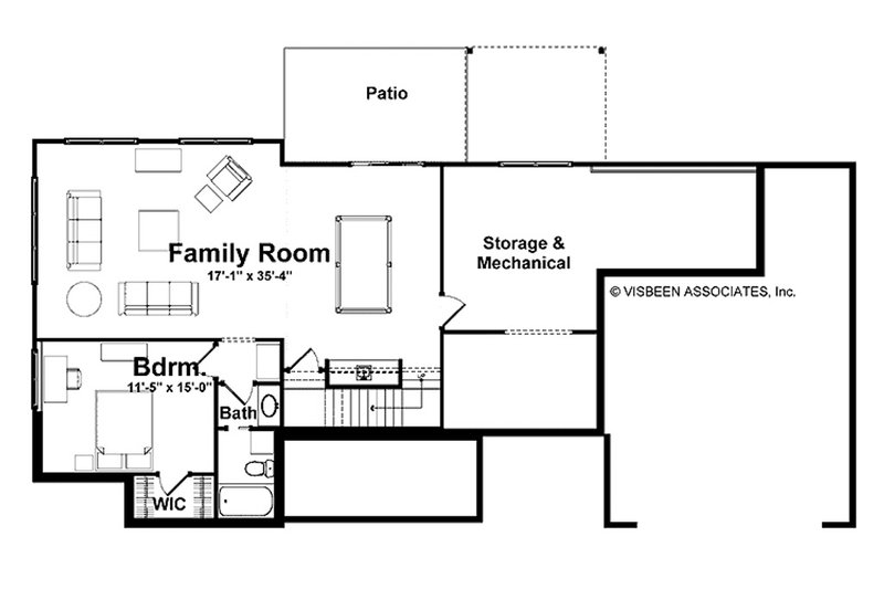 Architectural House Design - Floor Plan - Lower Floor for Farmhouse House Plan #928-429 - 2 bed, 2.5 bath