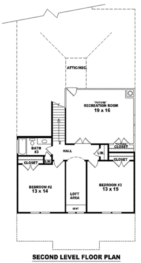 Bungalow Floor Plan - Upper Floor Plan #81-952