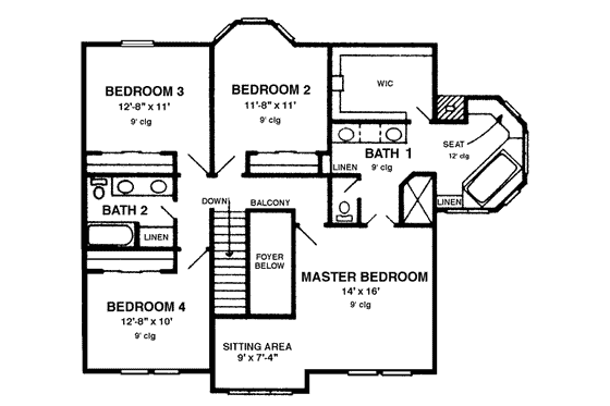 Floor Plan - Upper Floor for Victorian House Plan #410-361 - 4 bed, 2.5 bath
