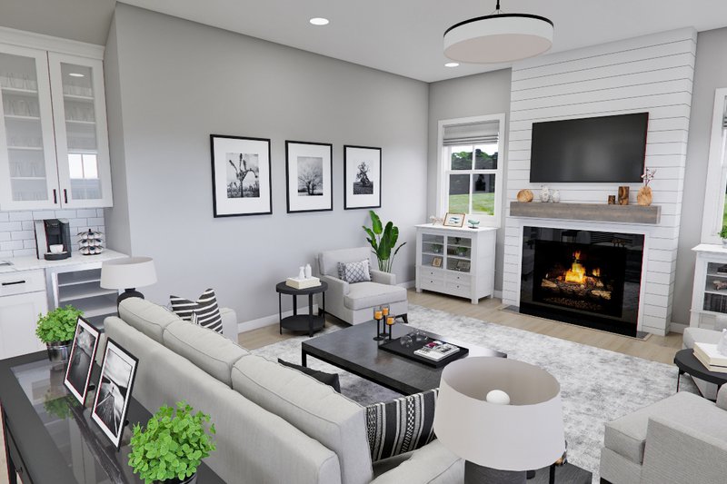 House Blueprint - Interior - Family Room for Farmhouse House Plan #51-1275 - 4 bed, 3.5 bath