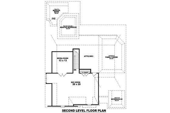 Floor Plan - Upper Floor for European House Plan #81-1157 - 3 bed, 3 bath