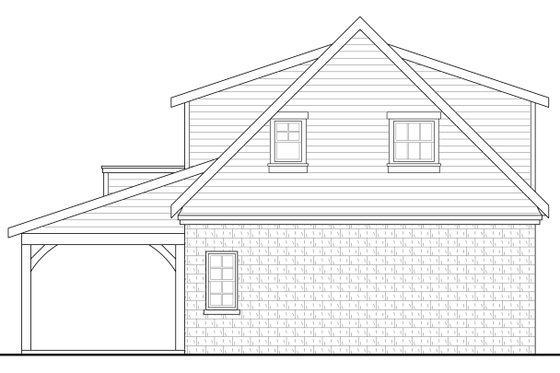 Exterior - Rear Elevation for Craftsman House Plan #124-941 - 1 bed, 1 bath