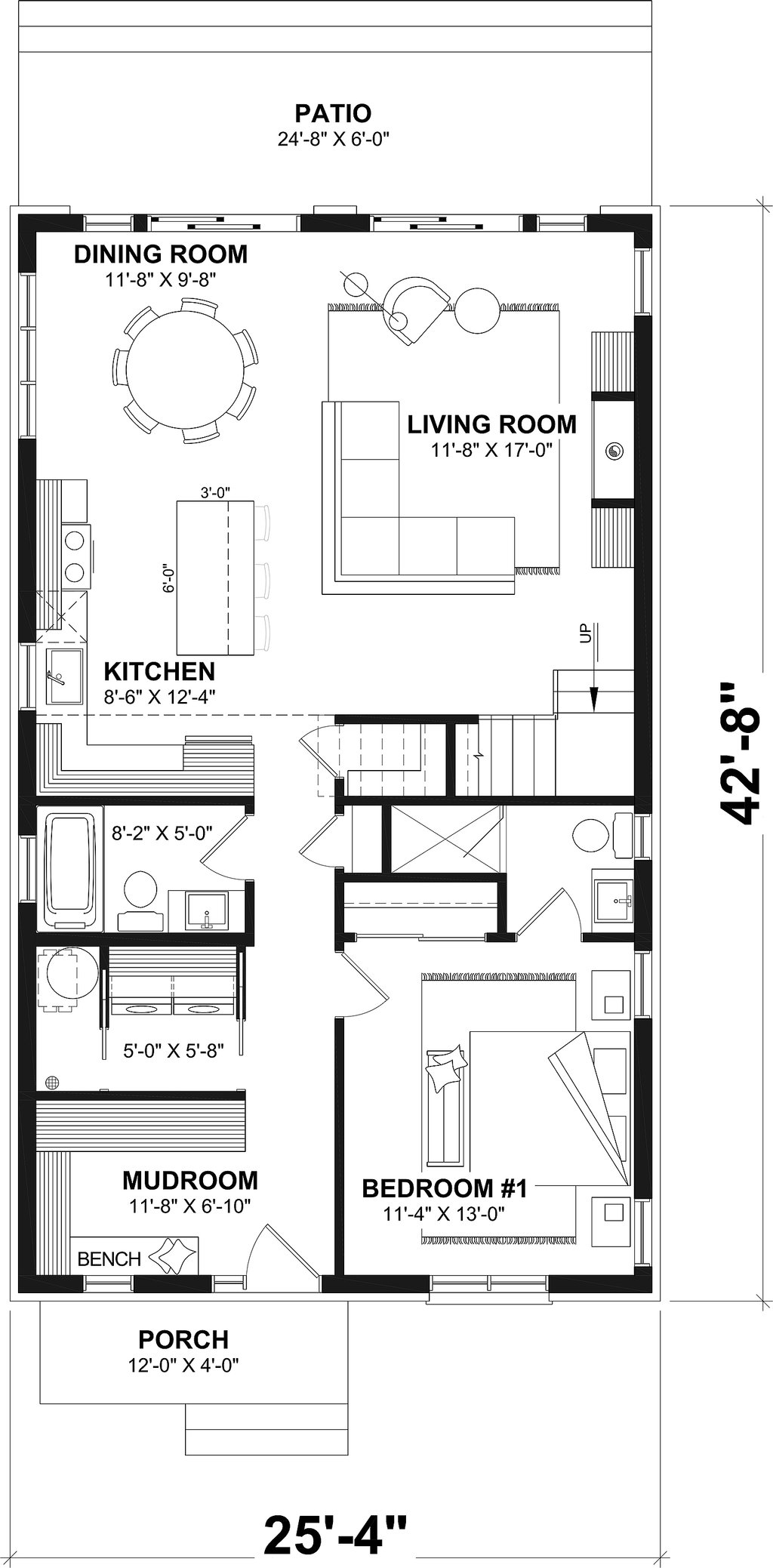 Floor Plan - Main Floor for Cottage House Plan #23-2898 - 3 bed, 2 bath