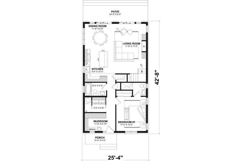 House Design - Floor Plan - Main Floor for Cottage House Plan #23-2898 - 3 bed, 2 bath