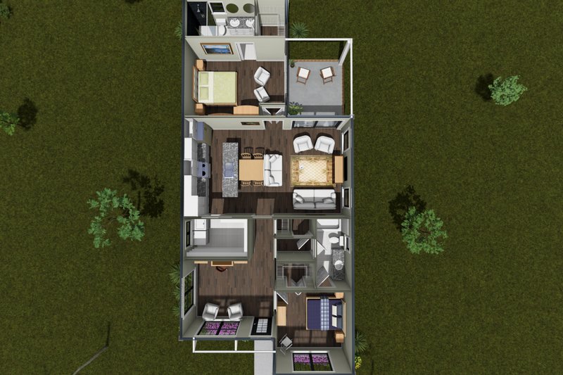 Home Plan - Exterior - Front Elevation 3 for Modern House Plan #513-2501 - 2 bed, 2 bath