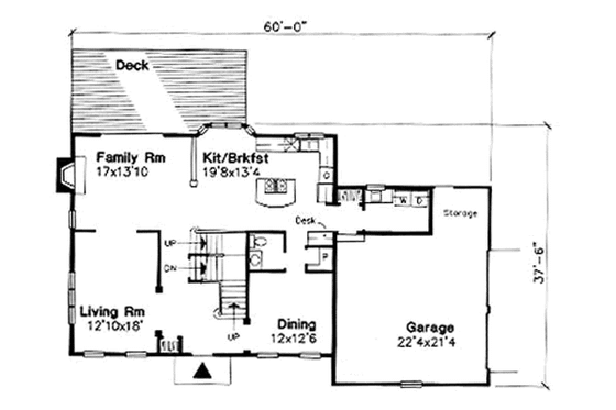 Floor Plan - Main Floor for Colonial House Plan #50-187 - 4 bed, 3.5 bath