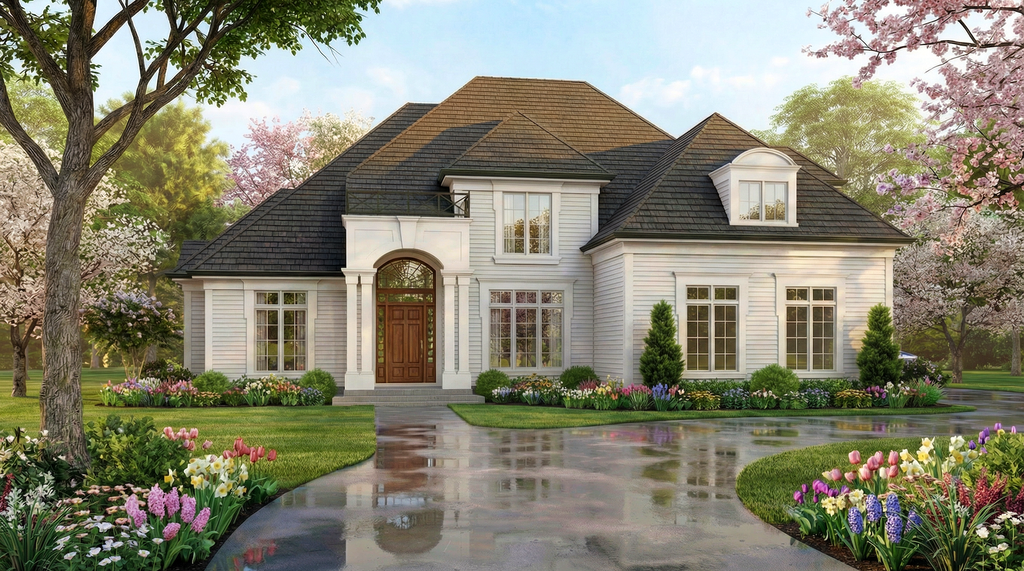 Exterior - Front Elevation 2 for Colonial House Plan #119-132 - 4 bed, 2.5 bath