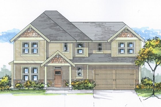 Exterior - Front Elevation for Craftsman House Plan #53-544 - 3 bed, 2.5 bath