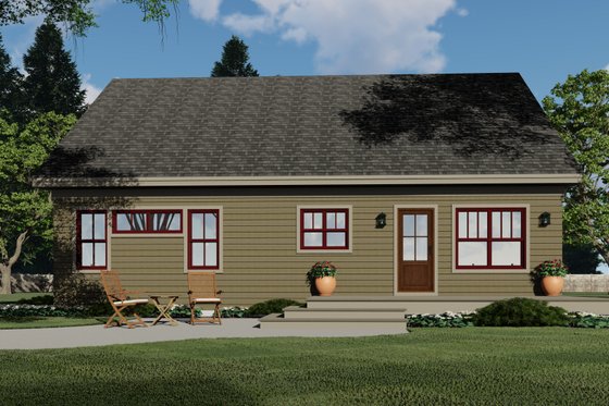 Exterior - Rear Elevation 1 for Traditional House Plan #51-1202 - 3 bed, 2.5 bath