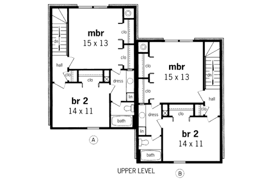 Floor Plan - Upper Floor for Traditional House Plan #45-295 - 2 bed, 1.5 bath