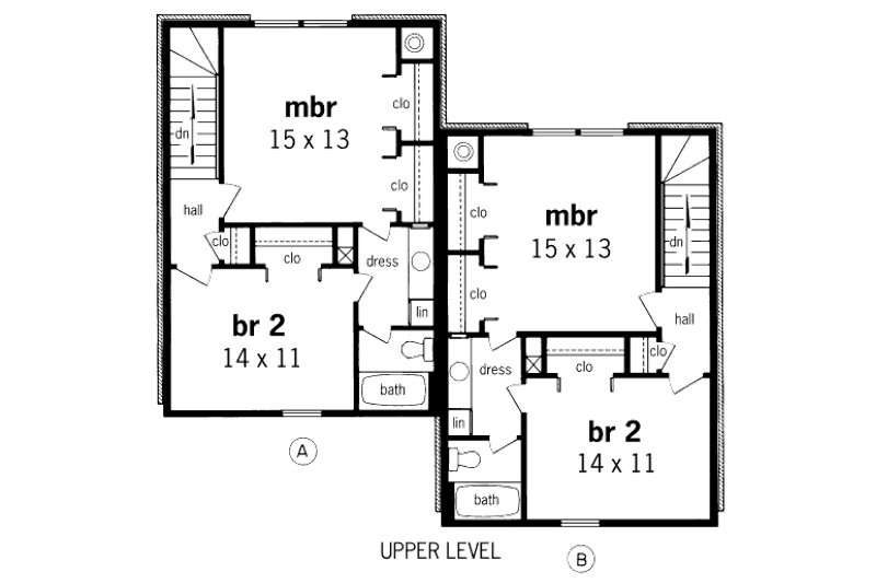 Home Plan - Floor Plan - Upper Floor for Traditional House Plan #45-295 - 2 bed, 1.5 bath