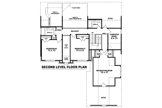 Floor Plan - Upper Floor for European House Plan #81-976 - 3 bed, 3.5 bath