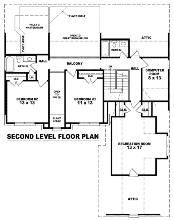 European Floor Plan - Upper Floor Plan #81-976