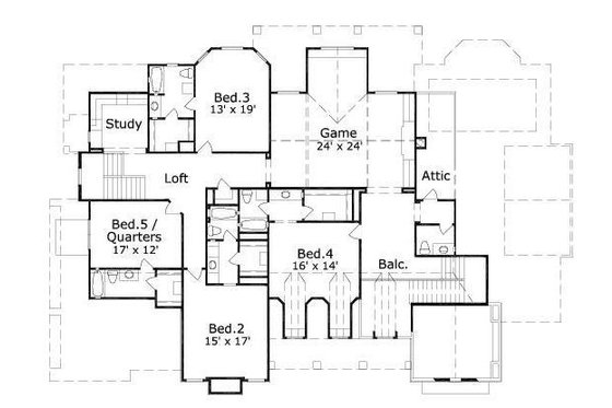 Floor Plan - Upper Floor for Traditional House Plan #411-613 - 4 bed, 4.5 bath