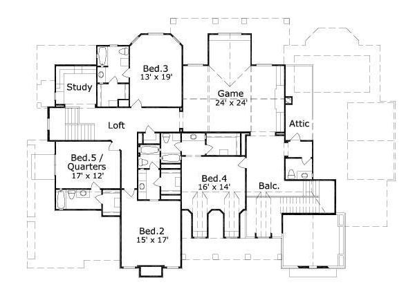 Traditional Floor Plan - Upper Floor Plan #411-613