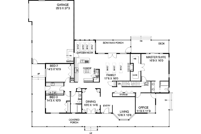 Dream House Plan - Floor Plan - Main Floor for Country House Plan #60-265 - 3 bed, 2 bath