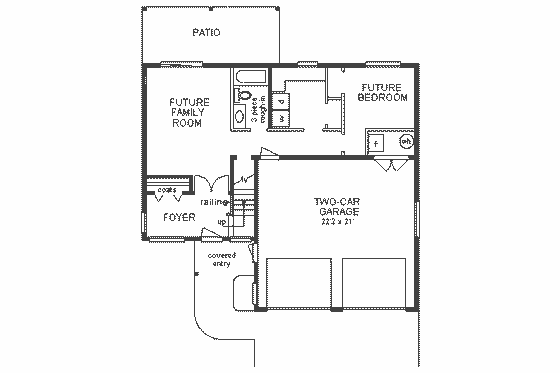 Floor Plan - Lower Floor for European House Plan #18-213 - 3 bed, 1 bath