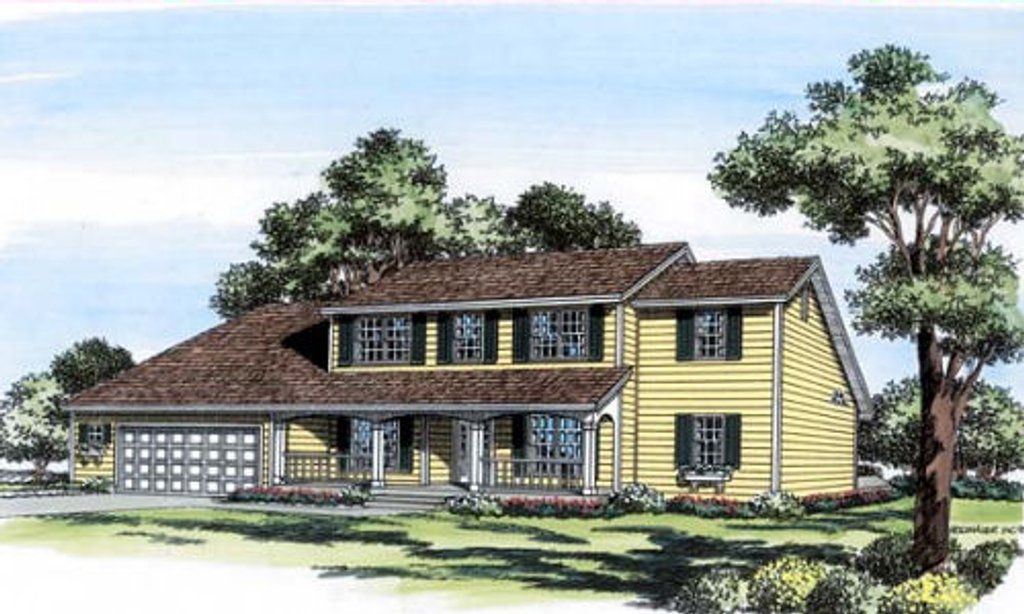 Exterior - Front Elevation 2 for Country House Plan #312-334 - 5 bed, 3.5 bath