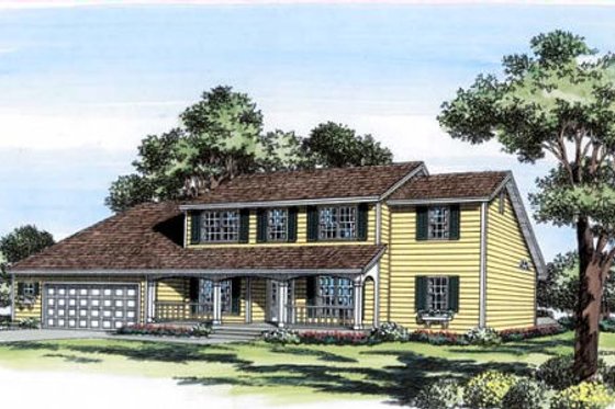 Exterior - Front Elevation for Country House Plan #312-334 - 5 bed, 3.5 bath