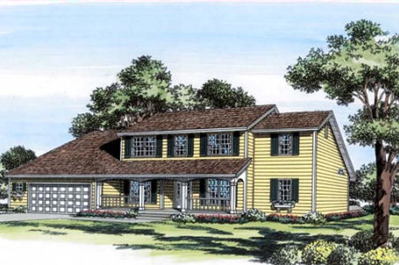 Exterior - Front Elevation 2 for Country House Plan #312-334 - 5 bed, 3.5 bath