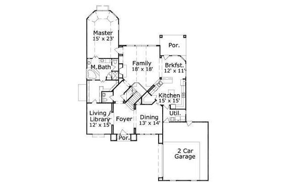 Floor Plan - Main Floor for European House Plan #411-376 - 4 bed, 3.5 bath