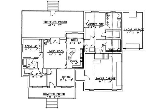 Floor Plan - Main Floor for Country House Plan #117-568 - 3 bed, 2 bath