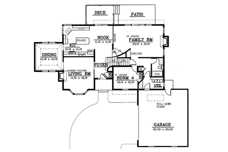 Home Plan - Floor Plan - Main Floor for European House Plan #92-204 - 4 bed, 3 bath
