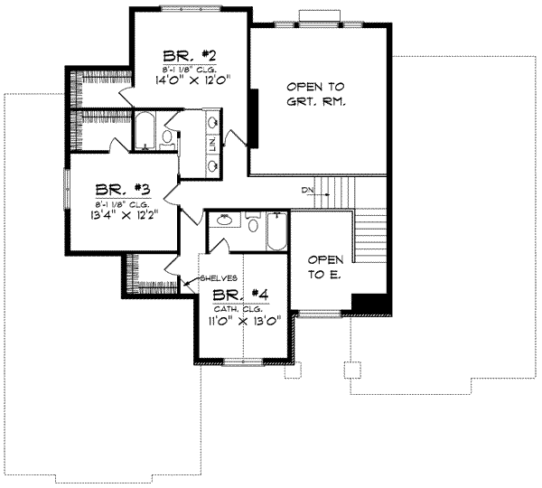 Architectural House Design - European Floor Plan - Upper Floor Plan #70-606